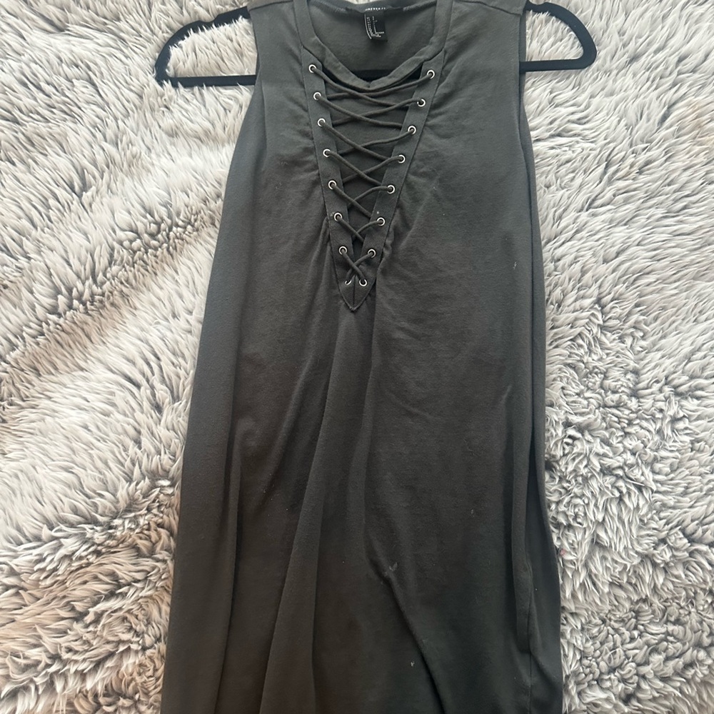 Black Lace-Up Sleveless Dress